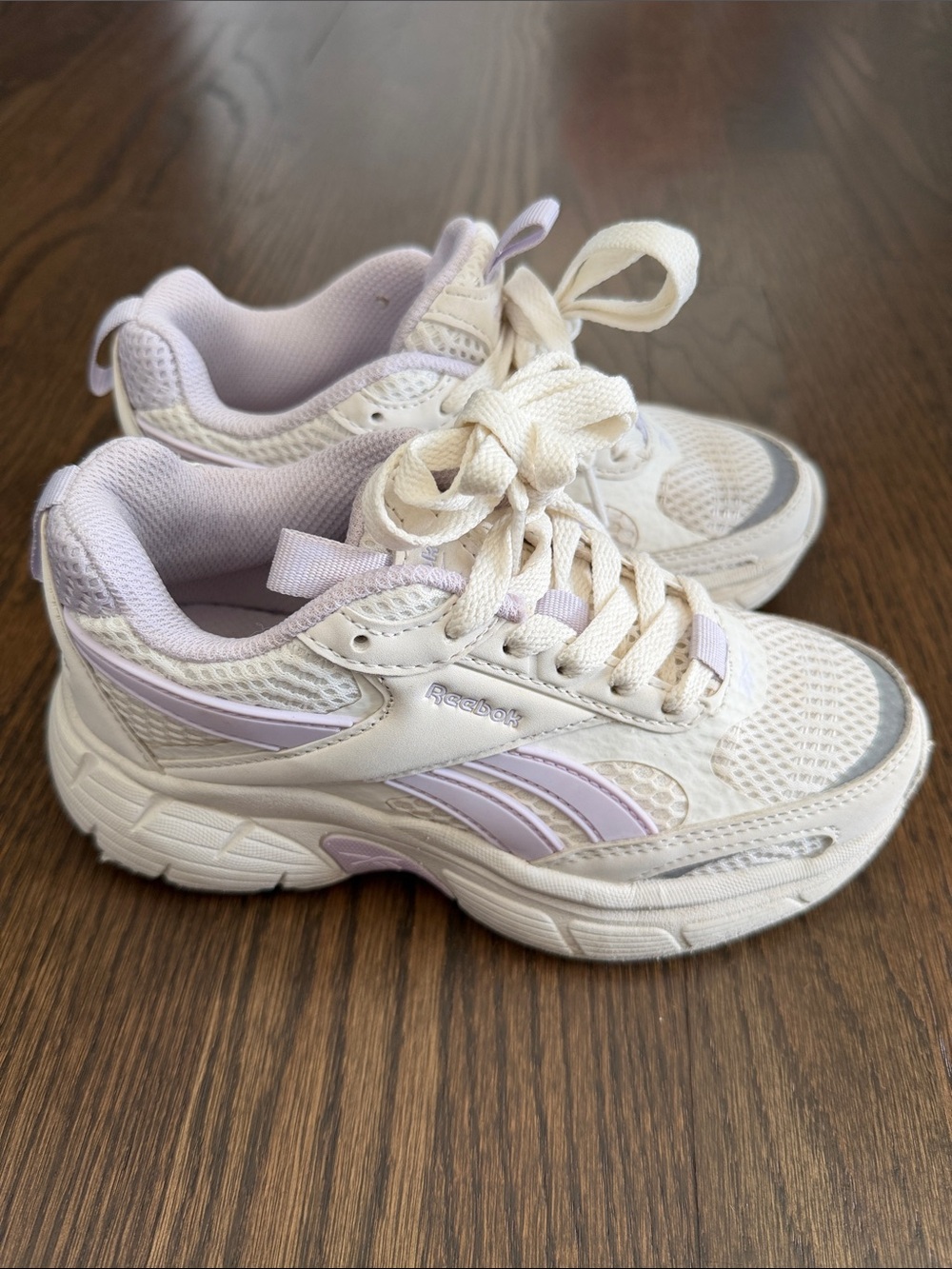 Reebok kids  White Athletic Sneakers with Lilac Accents